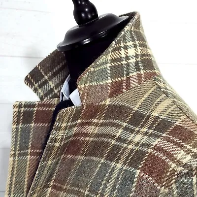 ⭐️ Polo Ralph Lauren Plaid Tweed Wool & Alpaca Overcoat Sport Coat Jacket 42R • £389