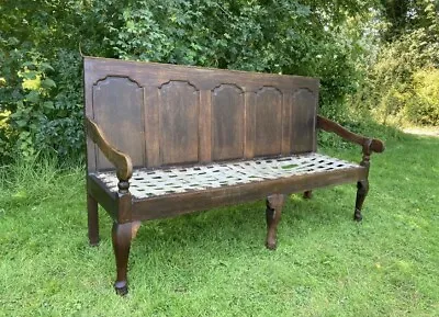 Antique 18th Century George Lll Great Hall 5 Panel Oak Gothic Settle Bench #M • £349