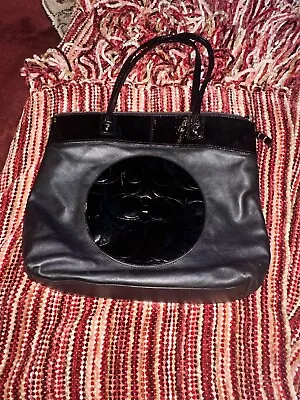 Coach Laura Signature Black Leather Designer Tote Satchel Purse F18336 • $30