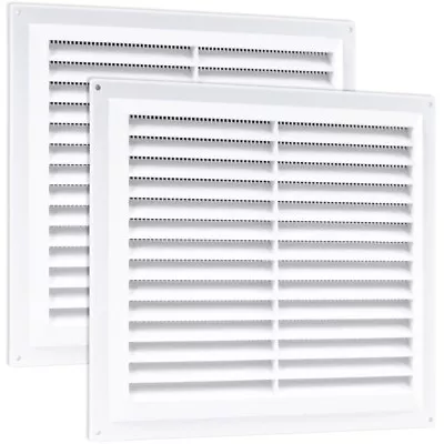 2x AIR VENTS LARGE 9  X 9  Louvre Flyscreen Cover Door/Wall Grille White Plastic • £10