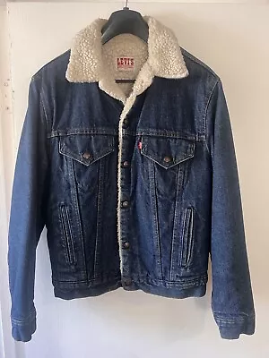Vintage Levis Denim Jacket Mens 38R Sherpa Lined Jean Trucker USA Made Vtg • $15