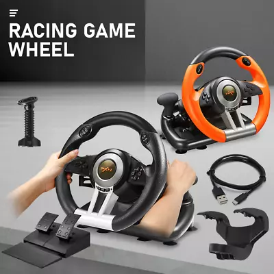 $105 • Buy Driving Race Game Steering Wheel W/ Brake Pedal For PC/PS3/PS4/ SWITCH/ XBOX-ONE