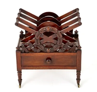 Regency Canterbury Mahogany Side Stand Antique Magazine Rack • £1250