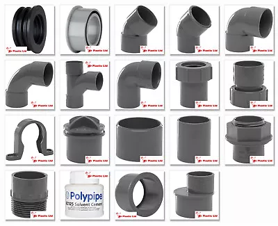 Polypipe 32mm Solvent Weld Waste Fittings In Grey (actual Size 36mm) • £4.11