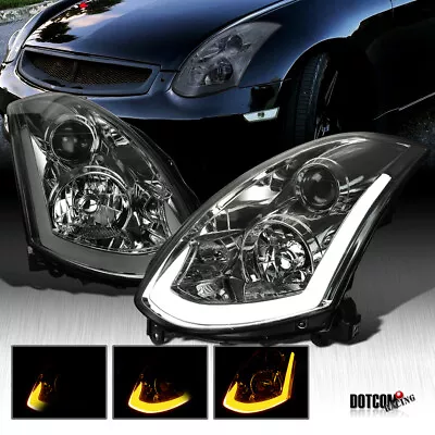 Fit 03-07 Infiniti G35 Coupe Smoke Projector Headlights LED Sequential Signal • $376.99