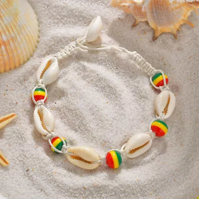 Shell Cowrie Wooden Bead Anklet Bracelet For Ladies Beach Summer • £6.99