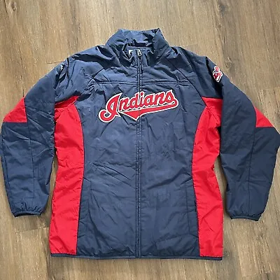 Cleveland Indians CHIEF WAHOO Majestic Jacket Mens XL  Authentic -smaller See P • $39.99