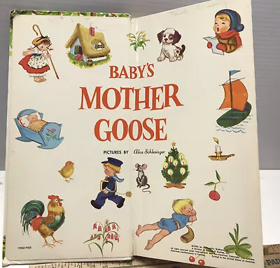 Baby's Mother Goose 1959 Tall Board Book Pictures By Alice Schlesinger Vintage • $16.99