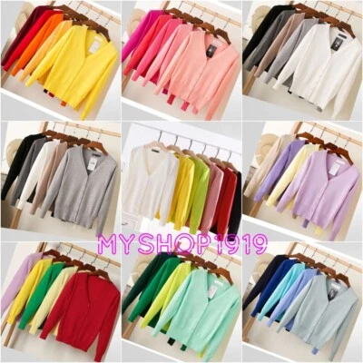 £16.56 • Buy Womens Cardigan Long Sleeve 40 COLOURS Spring Ladies Knitted Top Size 6-24
