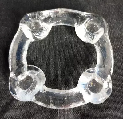 Vintage Swedish Pukeberg Clear Glass Wreath Ring Mini Taper Candleholder Icy EUC • $30