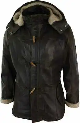 Men's Duffle Over Coat Trench Hooded Long Genuine Sheepskin Leather Jacket • $141.80