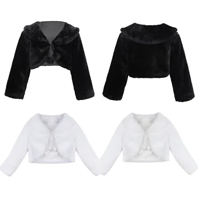 Kids Baby Girls Faux Fur Princess Bolero Shrug Cardigan Cape Warm Coat Jacket • £16.78