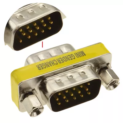 15pin SVGA/VGA Gender Changer Adapter COUPLER Male To Male - 15 Pin HD15 • £3.03