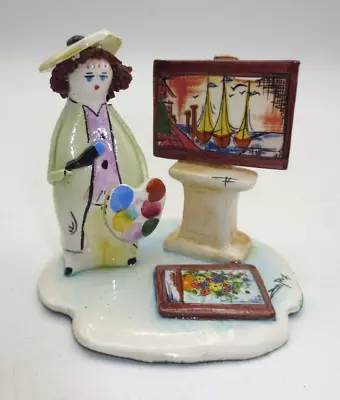 Zampiva Signed Figurine - Artist With Paintings - Made Italy (3 ) • $19