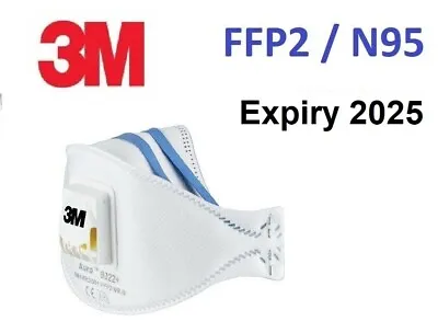 3m Aura 9322+ Ffp2 N95 Sealed Disposable Dust Mist Face Mask Respirator Valved  • £4.99