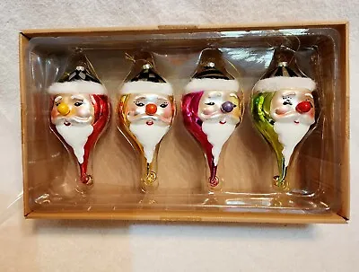 Mackenzie Childs Jolly ST. NICK Glass  Ornaments (SET OF 4)  NIB RETIRED!! • $90
