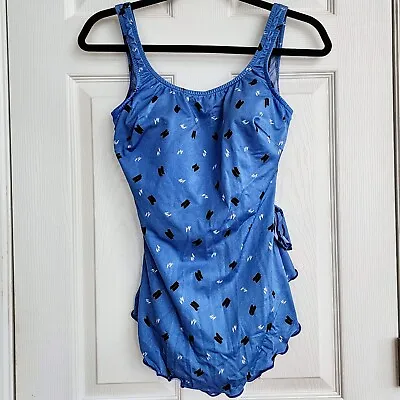 Vintage Maxine Of Hollywood Swimsuit Womens Size 12? Blue One Piece Built In Bra • $24