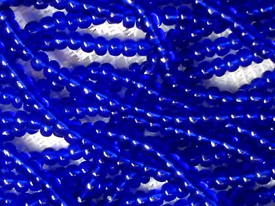 Vtg 1 HANK COBALT BLUE LARGE ROUND GLASS BEADS VENICE  #123017d • $6.89