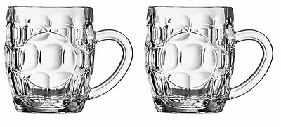 £8.99 • Buy Traditional Glass Pint Tankards Set Of 2 | Dimple Beer Tankard 