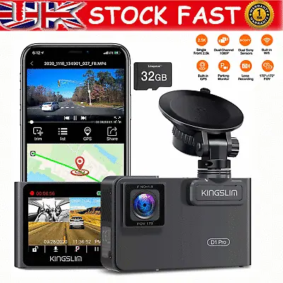 $135.48 • Buy Kingslim D1 PRO Dual Front Car DVR Dash Cam Video Recorder 1080P WiFi GPS IR LED
