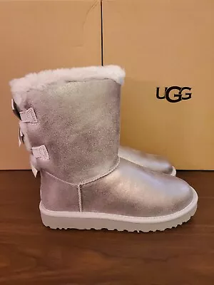 Ugg Women's Bailey Bow Glisten Metallic Silver Color Size US 8 • $120