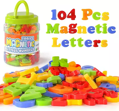 104 PCS Magnetic Letters Numbers Alphabet ABC 123 Fridge Magnets Plastic Edu... • $13.71