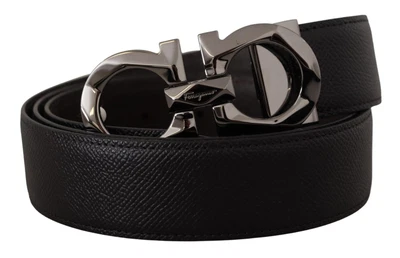 £561.86 • Buy Salvatore Ferragamo Black  Dark Brown Leather Reversible Belt 110 Cm / 44 Inches
