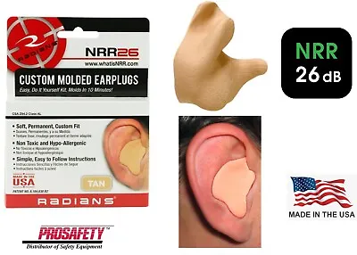 TAN Custom MOLDED Reusable Ear Plugs Molds 10 Minutes HEARING PROTECTION NRR 26 • $11.45
