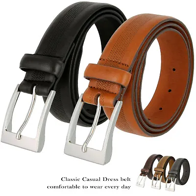 Belts For Men Classic Casual Dress Belt Genuine Leather Belt 1-3/8 (35mm) Wide • $14.50