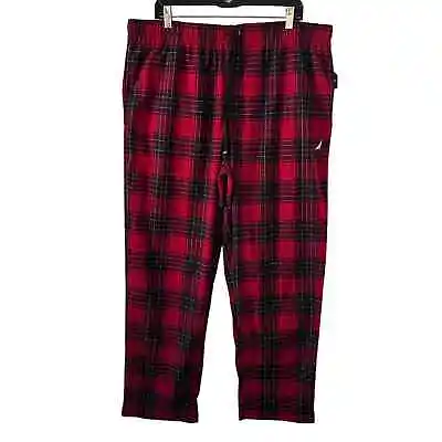 Nautica Mens Pajama Sleep Pants Red Tartan Plaid Classic Christmas Lounge New XL • $12.99