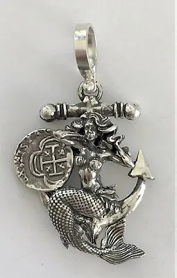 $126.50 • Buy ATOCHA Coin Mermaid Anchor Pendant 925 Silver Sunken Treasure Shipwreck Jewelry