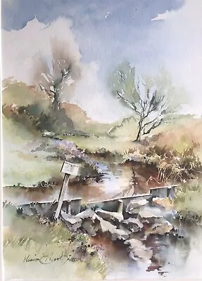Marion Harbinson (Dartmoor Devon) Original Signed Watercolour ON THE MOOR • £20