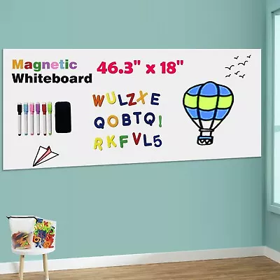 Magnetic Whiteboard Contact Paper For Wall 46.3  X 18  Self Adhesive Magnetic Dr • $9.99