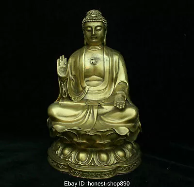 Tibet Buddhism Temple Bronze Brass Seat Lotus Shakyamuni Amitabha Buddha Statue • $227.80