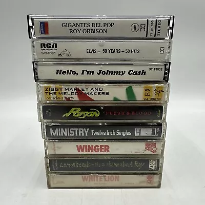 10 Cassette Tape Lot Rare Country Rock /Metal Poison Elvis Johnny Cash Lot Of 10 • $24.49