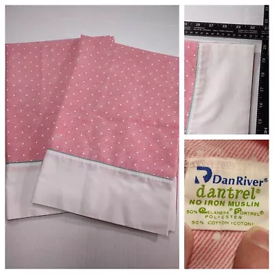 Vintage Dan River Dantrel Set Of 2 Pillowcases Standard Stripes Polka Dot Covers • $17.99