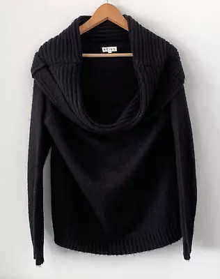 Reiss Helena Off The Shoulder Black-Mohair Blend Jumper  Very Oversized Small • £35