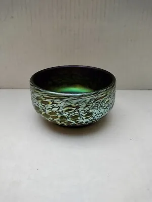 Phoenix Art Glass  Carl Radke Iridescent Green Blue Vase 5 Wx34 H • $250