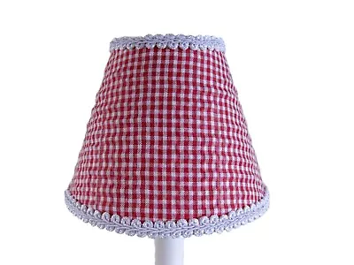 Red Seersucker Check July 4th USA Chandelier Shade 5  Mini Lamp Sconce Shade • $5