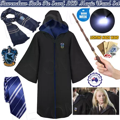 AU Harry Potter Luna Lovegood Ravenclaw Robe Cloak LED Magic Wand Scarf Costume • $26.69