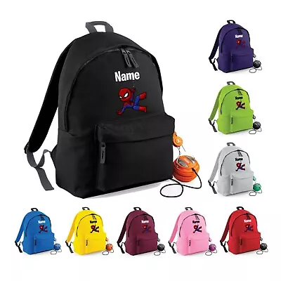 Personalised Spiderman Name Kids Backpack Back To School Nursery PE Kit Bag • £16.99