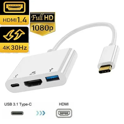 $9.99 • Buy USB-C TYPE-C To HDMI VGA USB 3.0 Charging HUB Adapter 4K 60Hz 1080P For Macbook 