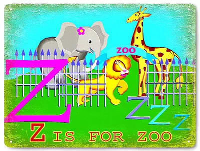 KIDS Room Zoo Animals Metal SIGN Educational Funny Vintage Style Wall Decor 605 • $19.55