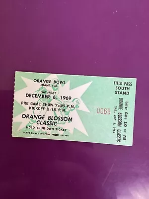 1969 Orange Blossom Classic Orange Bowl Miami Florida Grambling Field Pass Press • $49.95