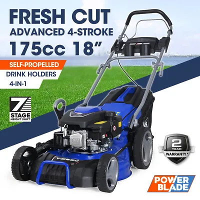 $389 • Buy 【EXTRA10%OFF】POWERBLADE 18  Lawn Mower Self Propelled Petrol Lawnmower Push