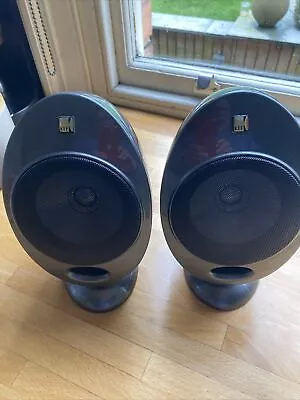 2 KEF Egg KHT Surround Sound Speakers With Stands In Audi Nardo Grey • £125