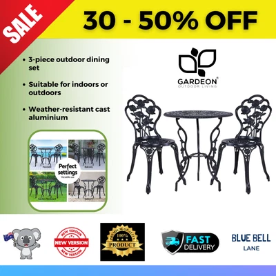 $194.08 • Buy Gardeon 3 Piece Outdoor Setting Chairs Table Bistro Set Cast Aluminum Patio Rose