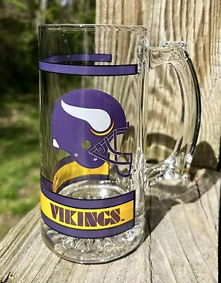 MINNESOTA VIKINGS Retro NFL 1980's Heavy Glass Beer / Drink Mug • $25.29