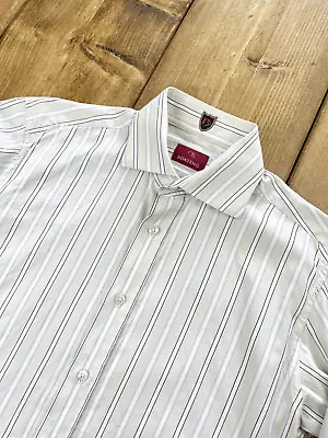 £28 • Buy Mens OZWARLD Boateng Formal Shirt M Cream / Pink Stripe Regular Fit