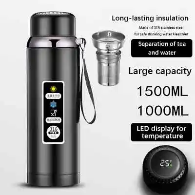 600-1500ml 316 Stainless Steel Thermos Bottle LED Temperature Display Vacuum • $9.49